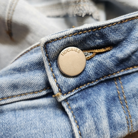 Hocaies Distressed Mid Rise Denim Shorts with Folded Cuffs - Picture 4 of 4